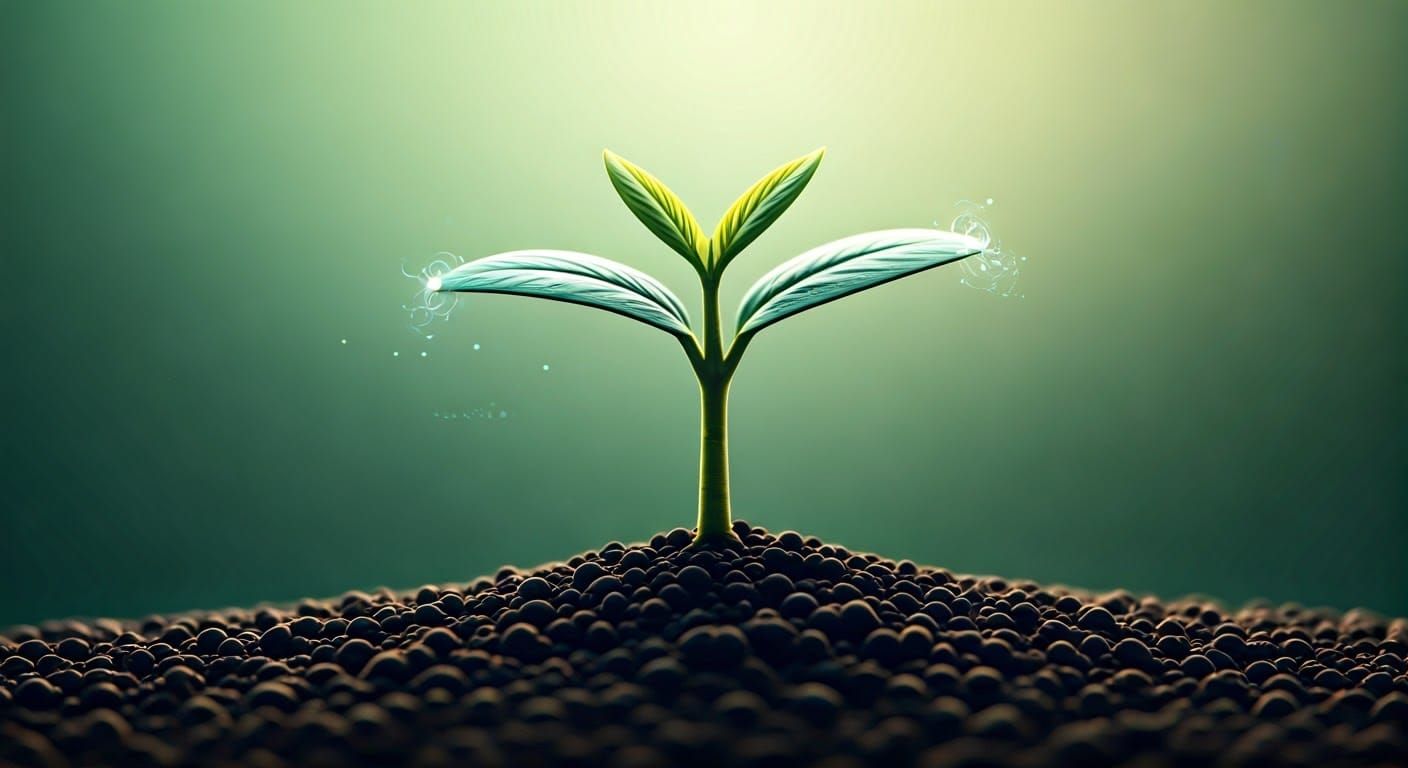 Seedling Sprouts in Lush Green Meadow Illustration