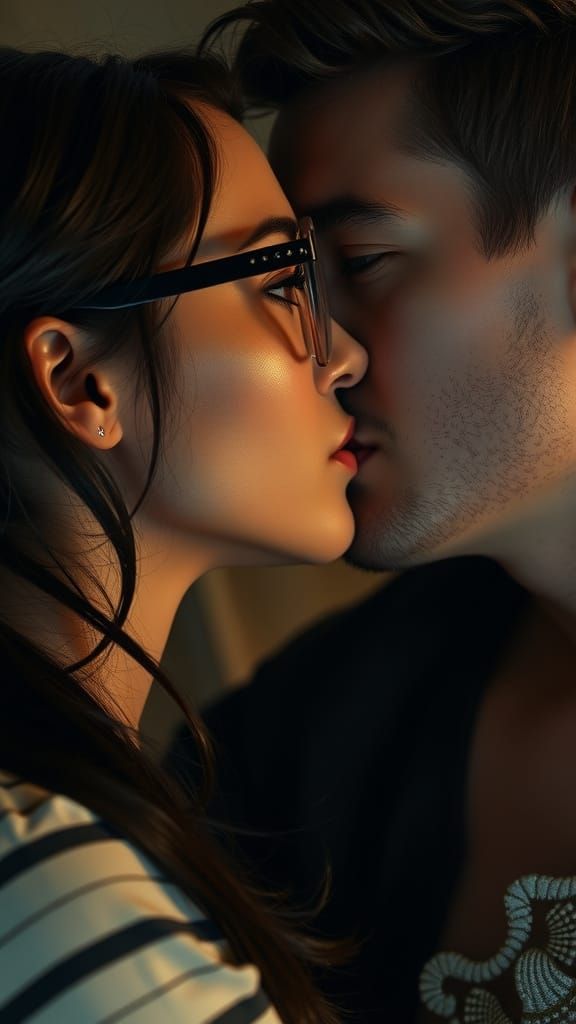 Surreal, Hyper-Realistic Portrait of Intimate Moment