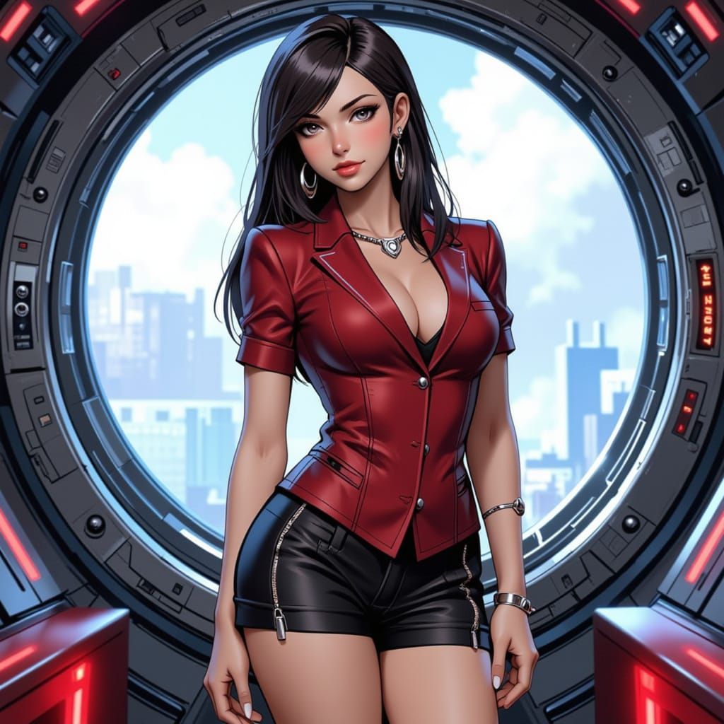 Japanese Woman in Futuristic Spaceship