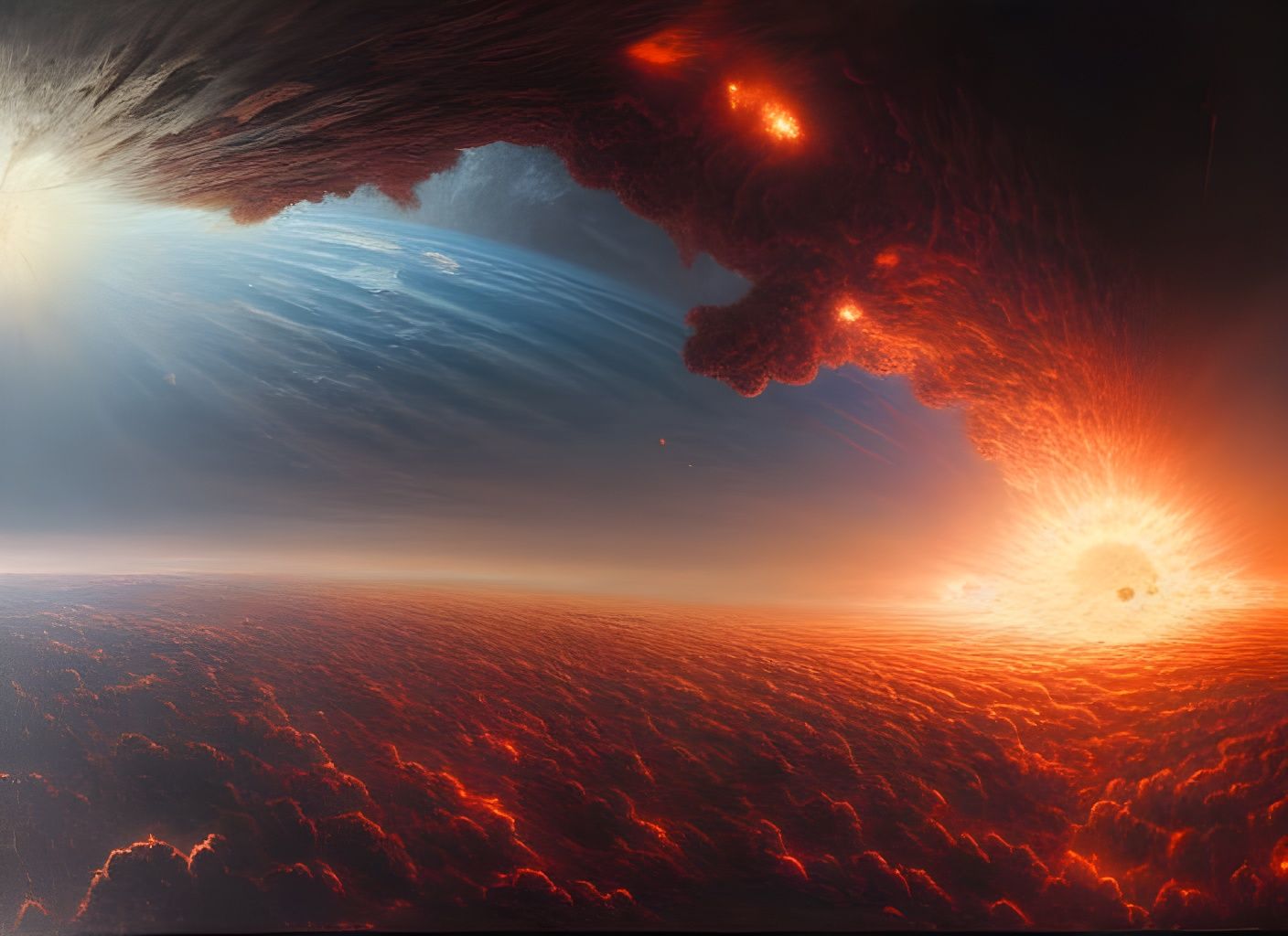 Earth Exploding in Apocalyptic Space View