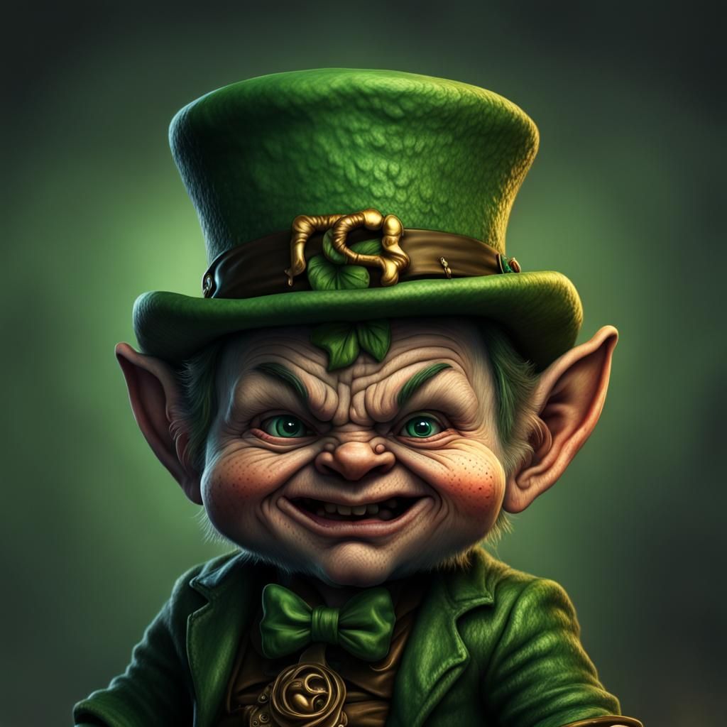 Hyperrealistic Chibi Evil Leprechaun