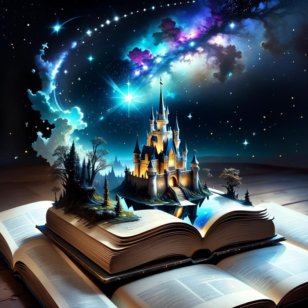 Magical Castle Emerges from Book in Space