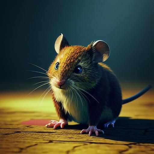 Hyperrealistic Mouse Beside Cupboard: Splash Art