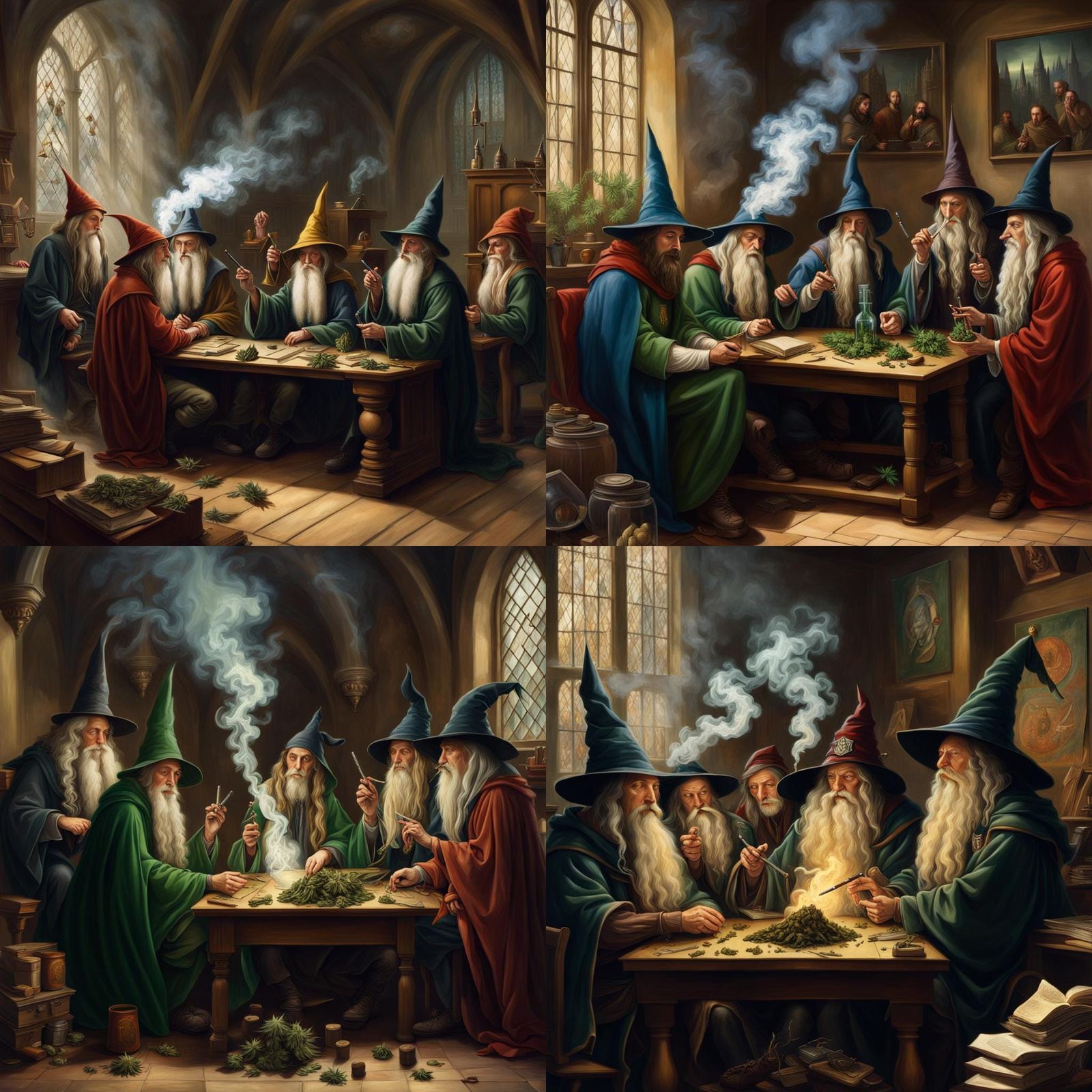 Wizards Smoking Weed in Hogwarts: Renaissance Painting