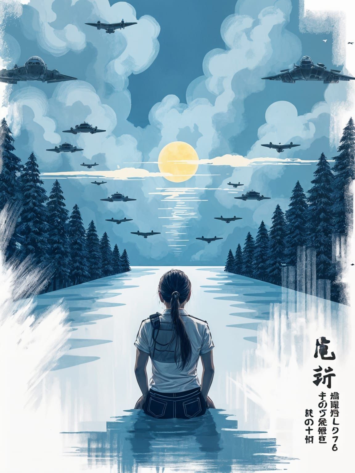 Flock of drones at dusk