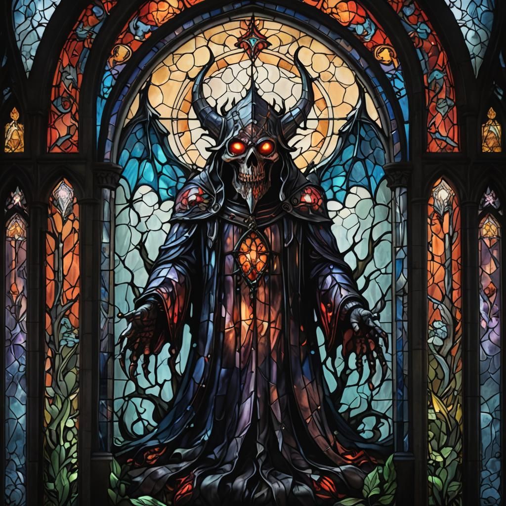 Gothic Stained Glass Graveyard Monster Glows