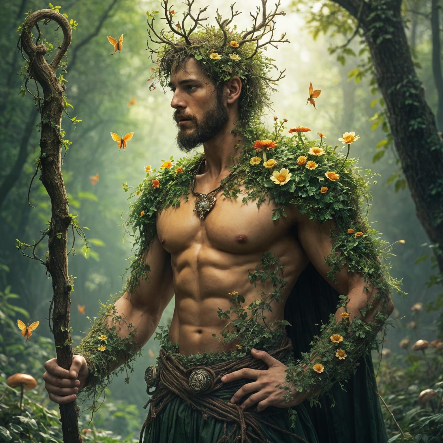 Mystical Irish Fairy King in Ethereal Forest