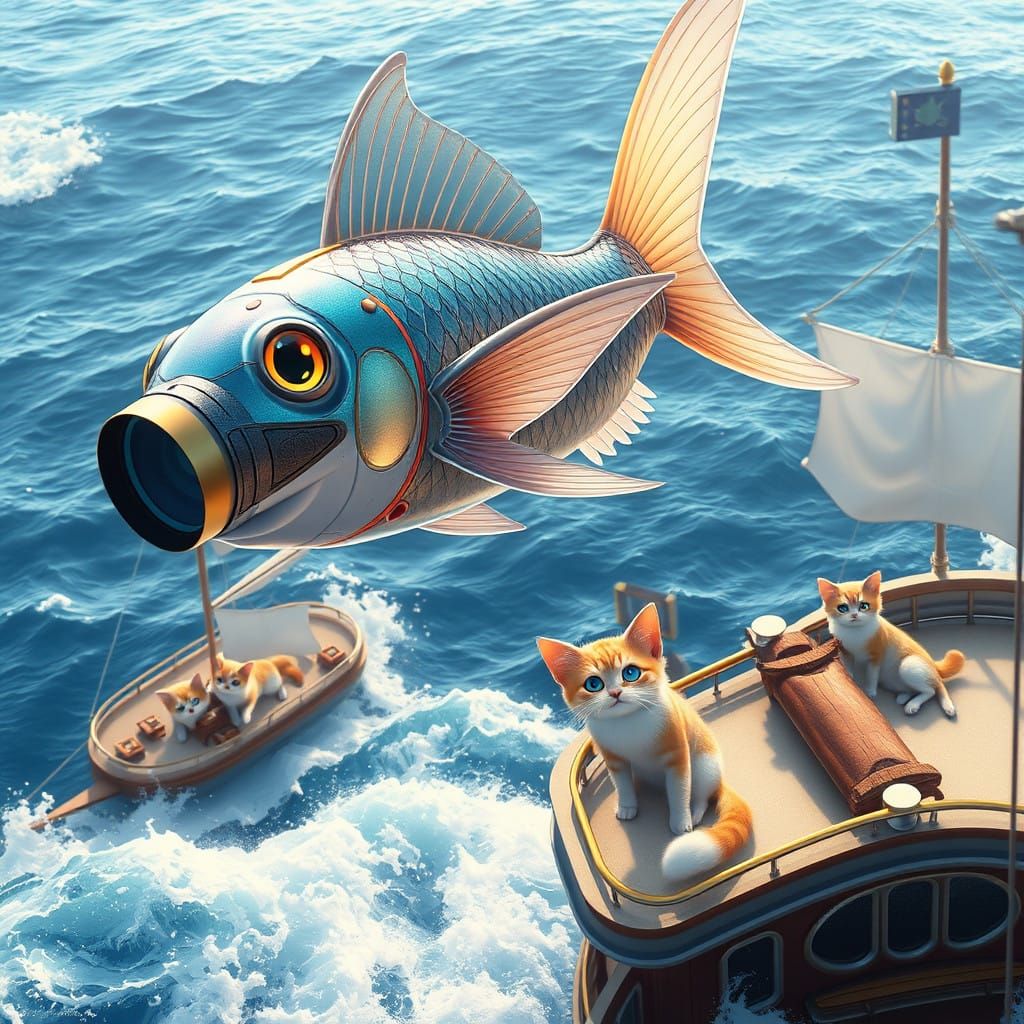 Majestic Ships Meet Whimsical Waves in Anime-Inspired Scener...