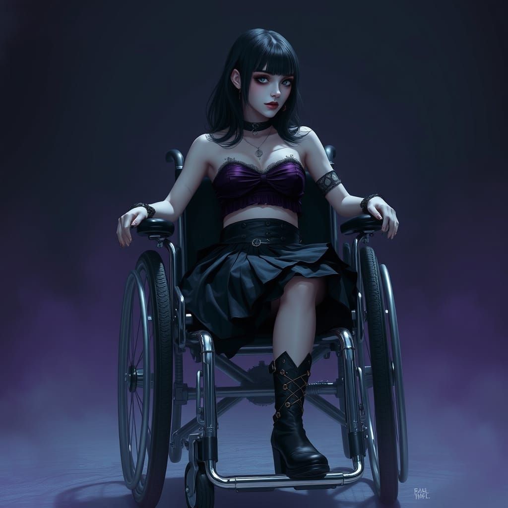 Ethereal Gothic Siren in Futuristic Wheelchair