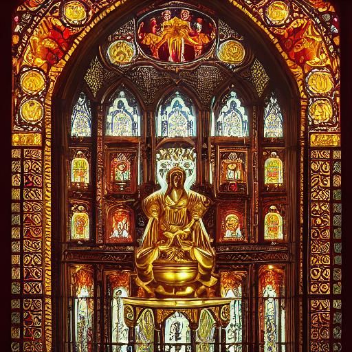 Regal Queen on Throne in Byzantine Style