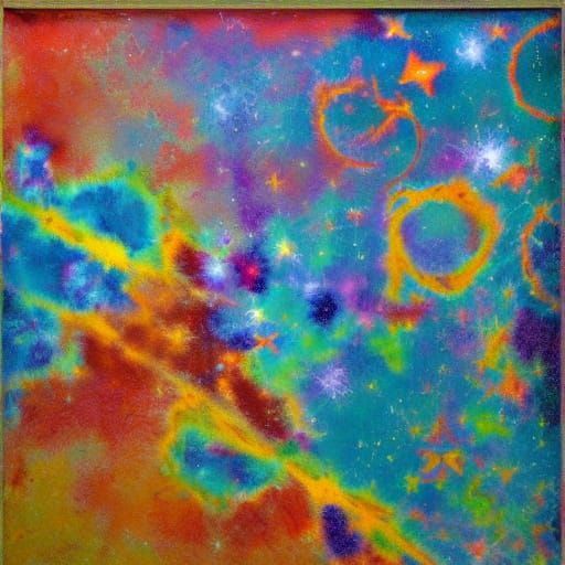 Surreal Cat Door in Deep Space: Abstract Art
