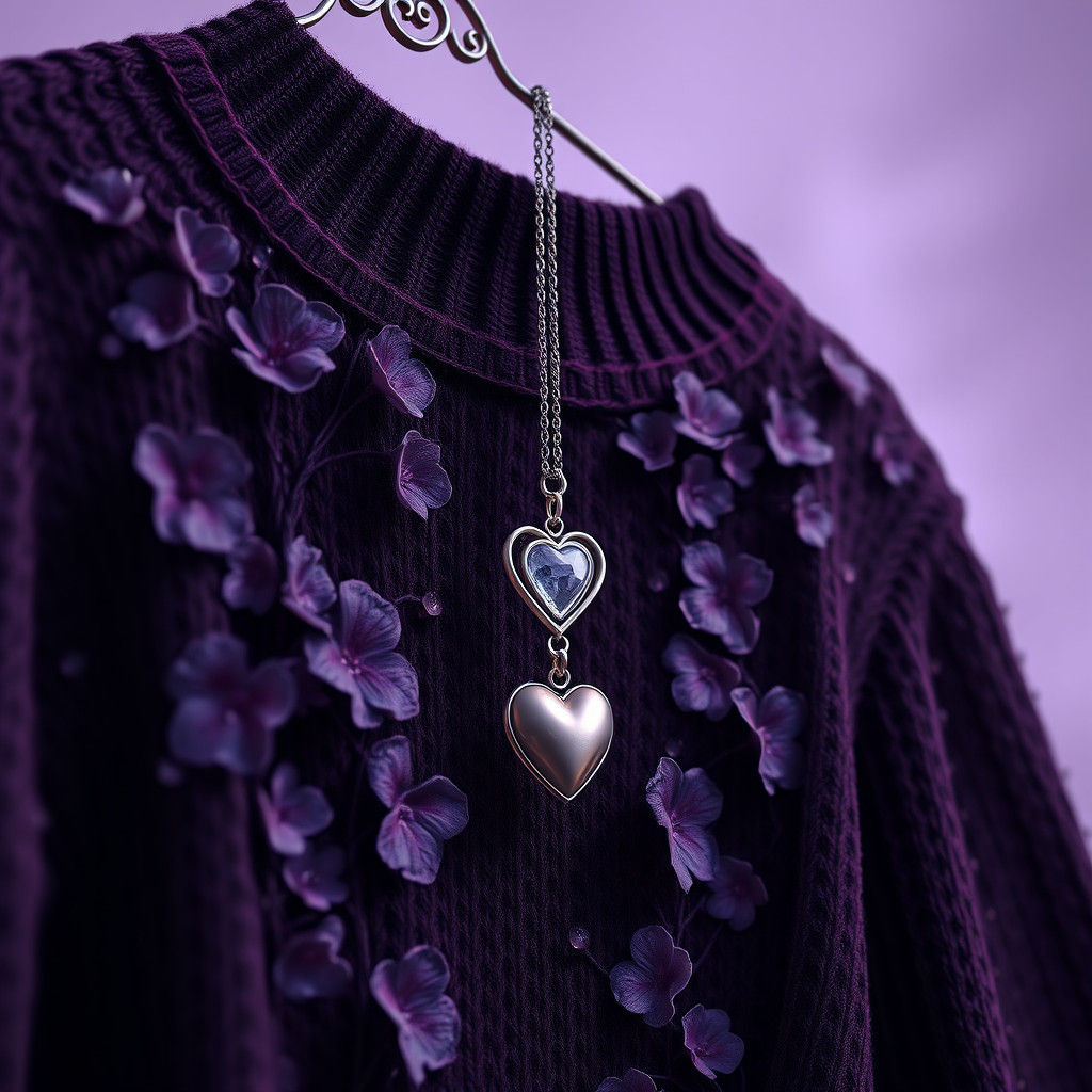 Plum Knit Shirt with Purple Flowers in Dreamlike 3D Render