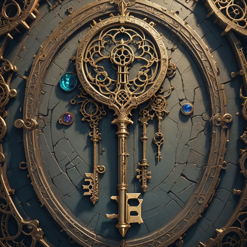 Intricate Skeleton Key with Sacred Geometry