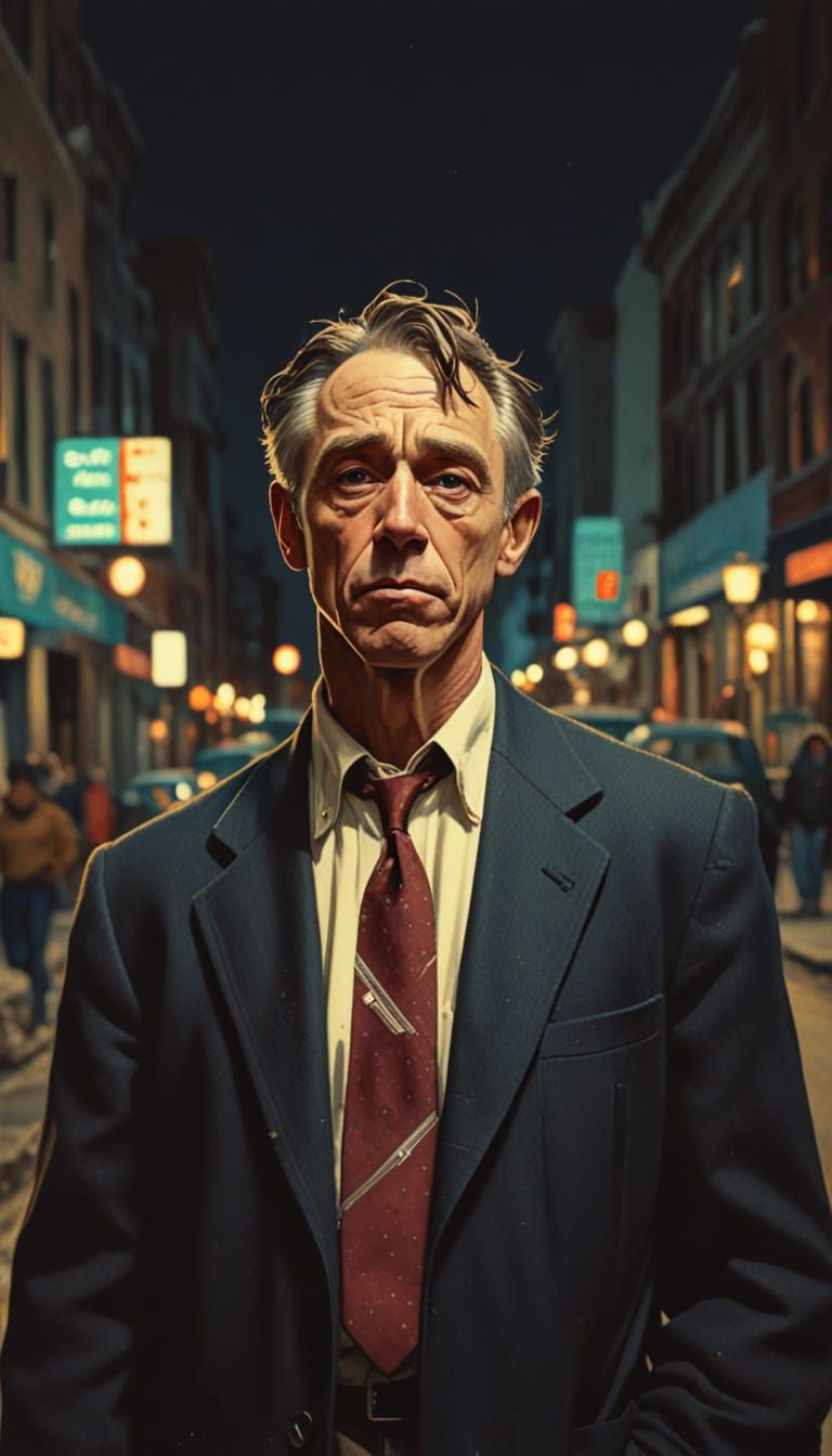 Walking Down the Street in Norman Rockwell Style