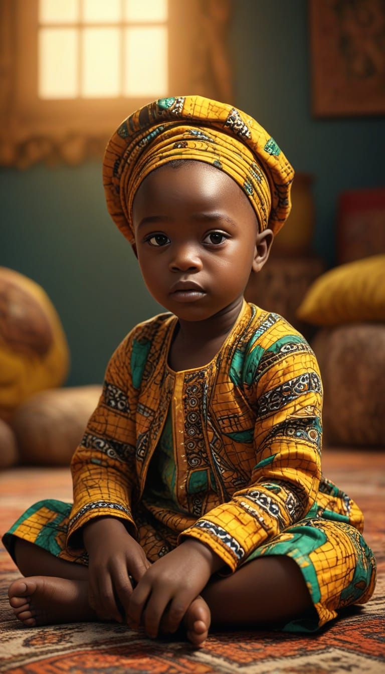 Anxious Toddler in Vibrant Digital Art