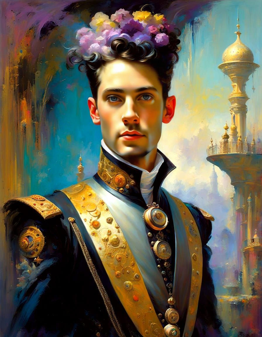 Ethereal Steampunk Prince in Whimsical Dreamscapes