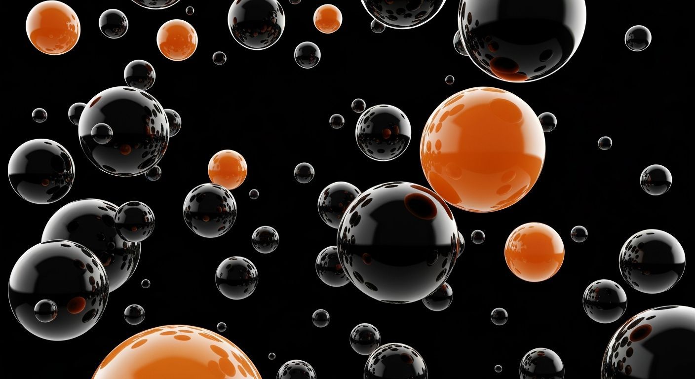 Abstract 3D Spheres in Black and Orange
