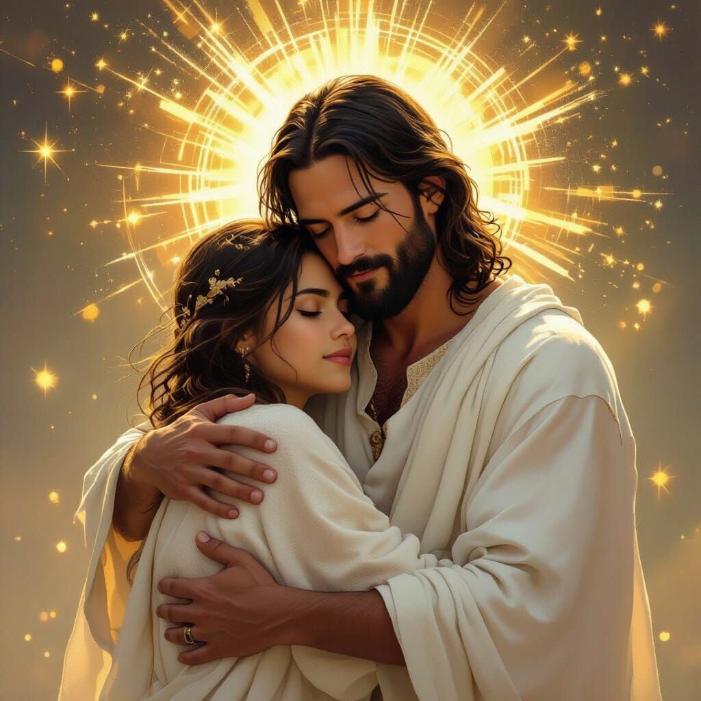 Jesus Embracing Person with Love, Hyperrealism