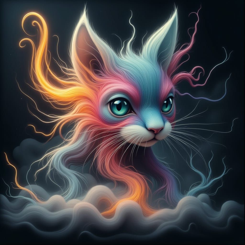 Whimsical Smoke Cat Silhouette