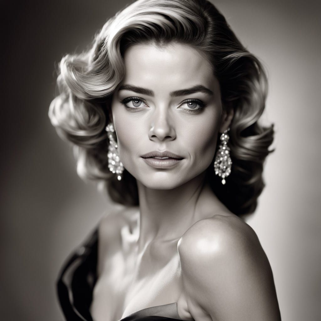 Sophisticated Black and White Portrait of Denise Richards