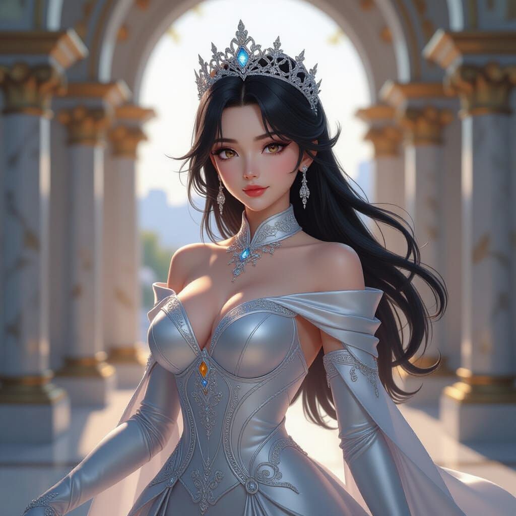 Silver Queen in Majestic 3D Anime Art Style
