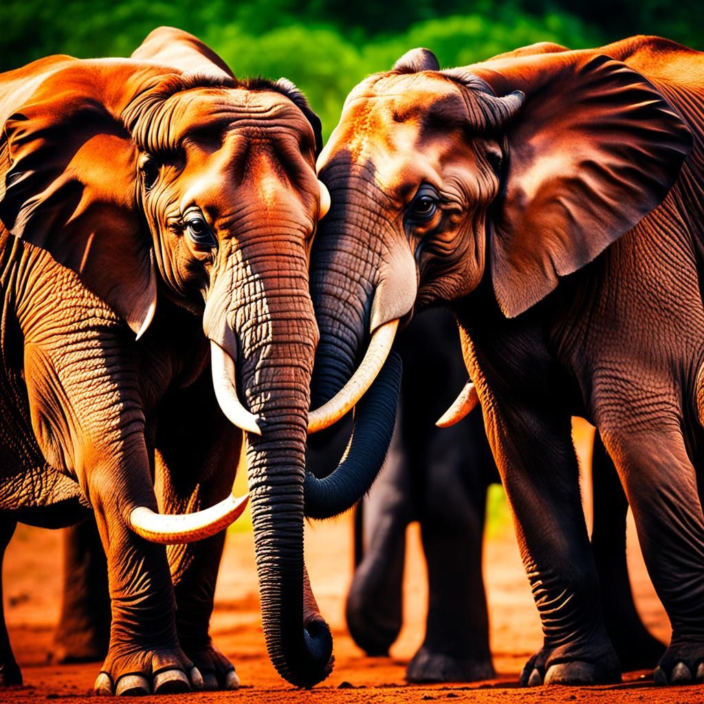 African Elephants Wrapping Trunks: Professional Photography