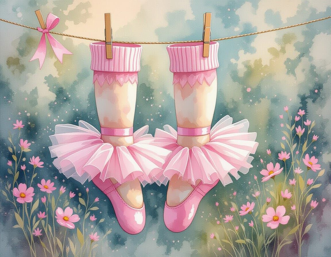 Ballerina Socks: Dreamy Oil and Watercolor Impression