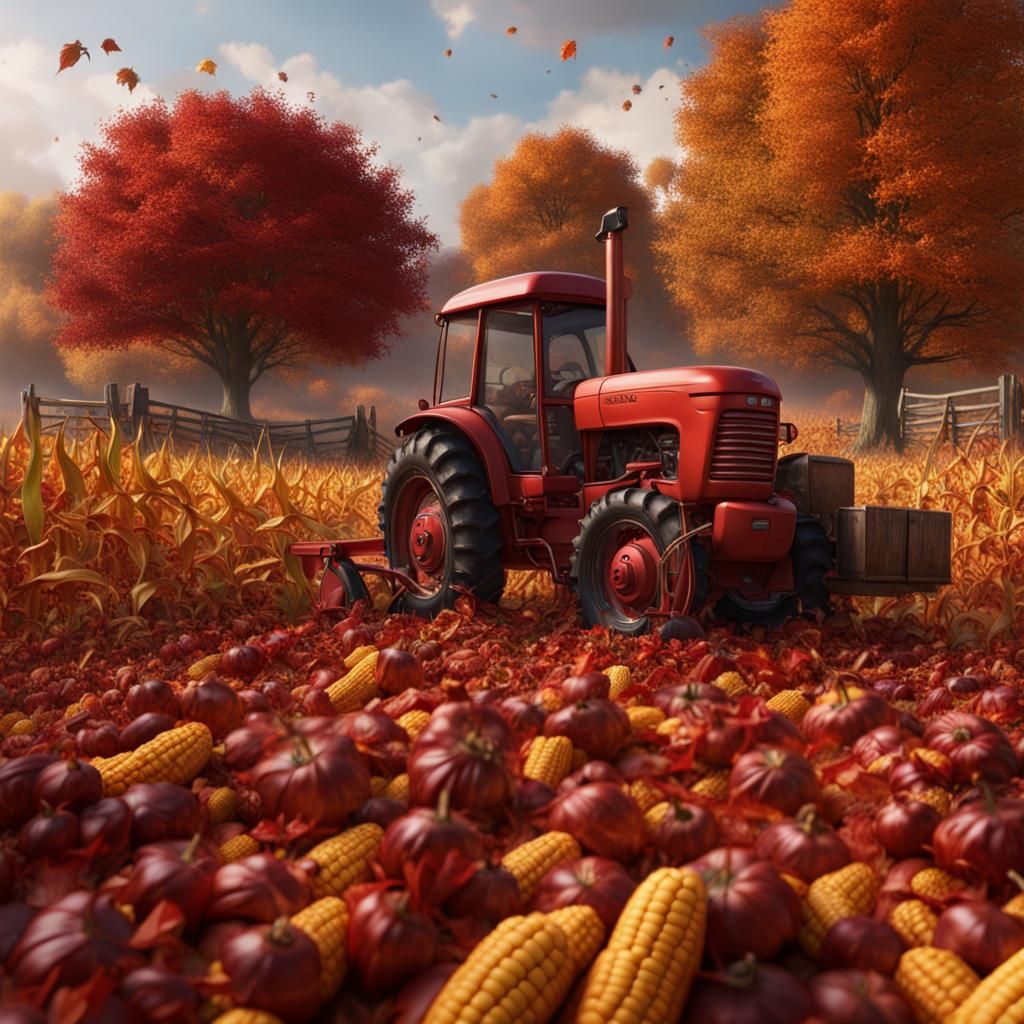 Autumnal Farm Harvest in Detailed Matte Painting Style
