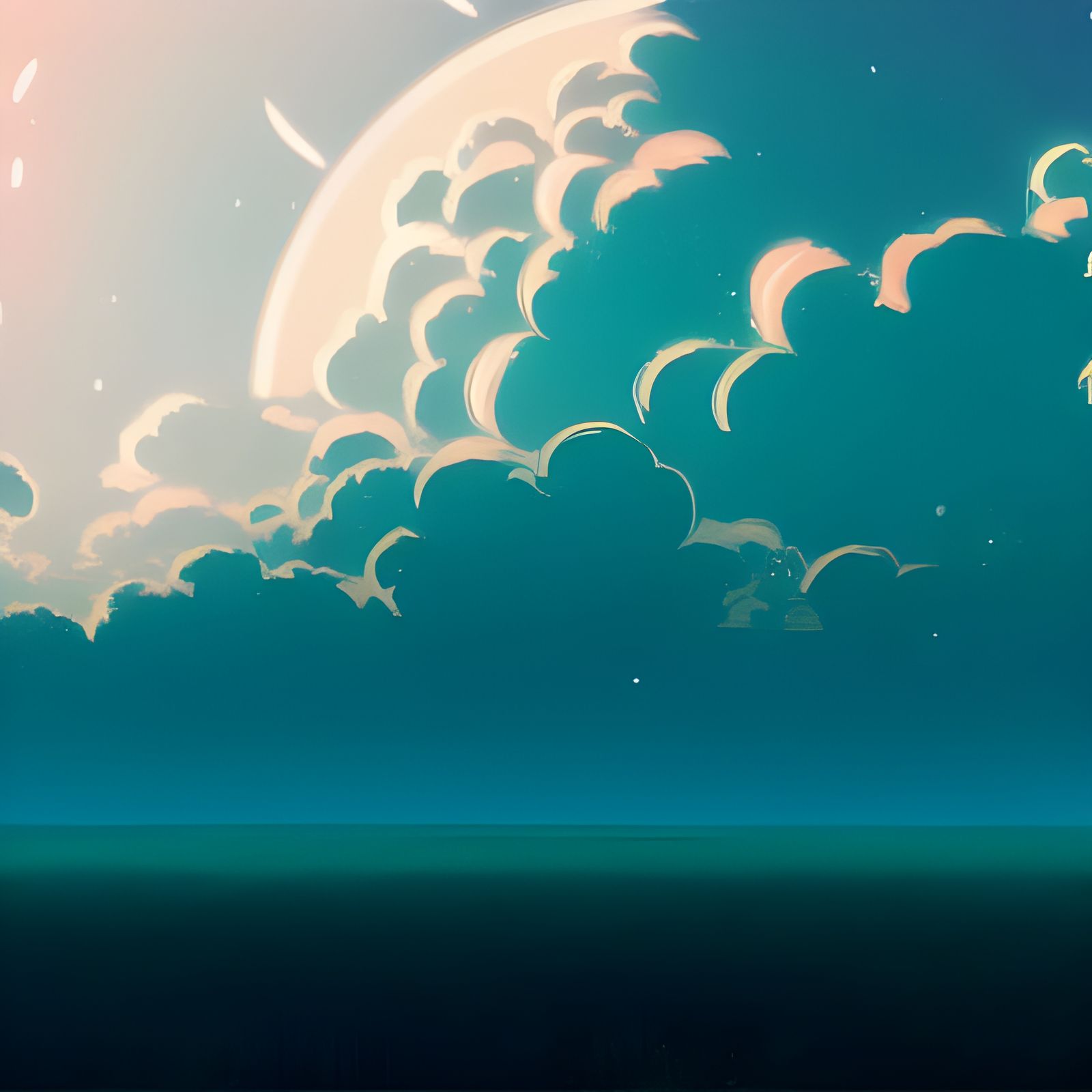 Moonlit European Field in Anime Manga Style