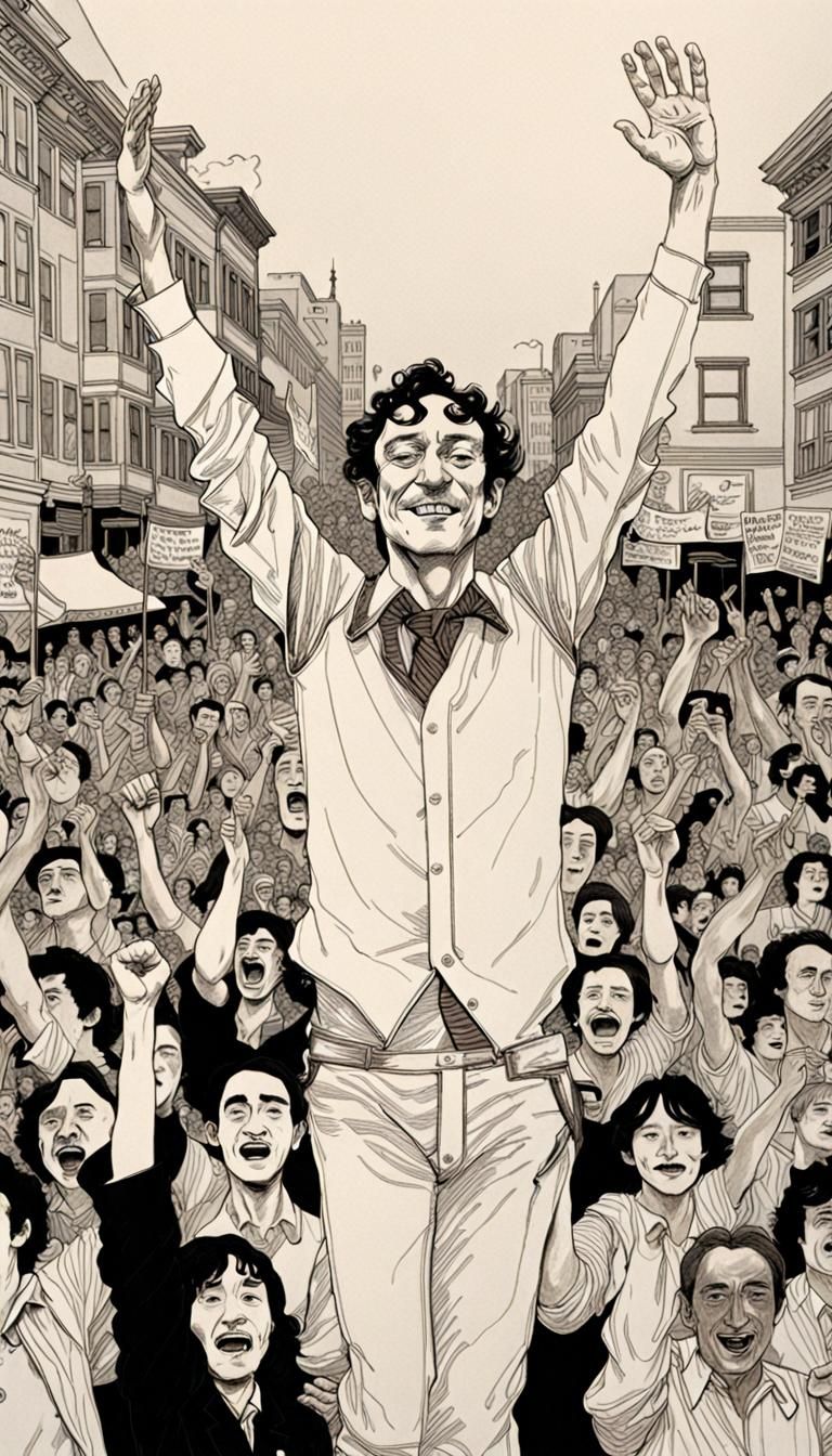 Harvey Milk Parade, Organic Line Drawing Style