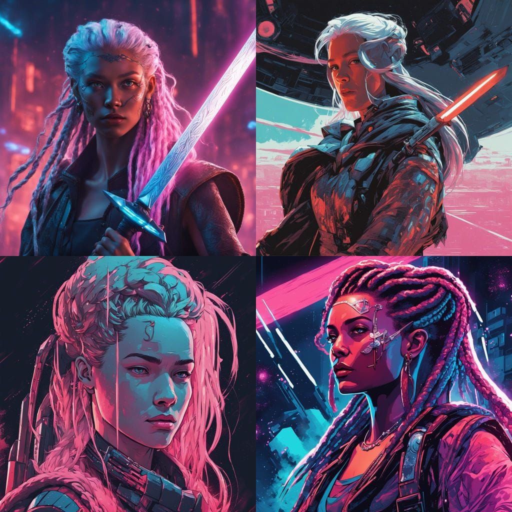 Cyberpunk Goddess Emerges from Nebula