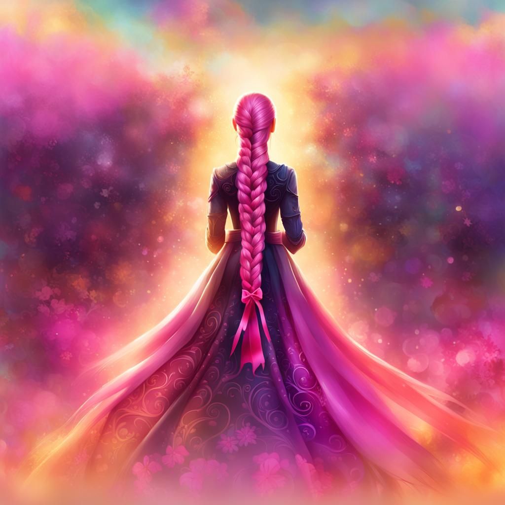 Woman with Pink Ribbon Concept Art Portrait