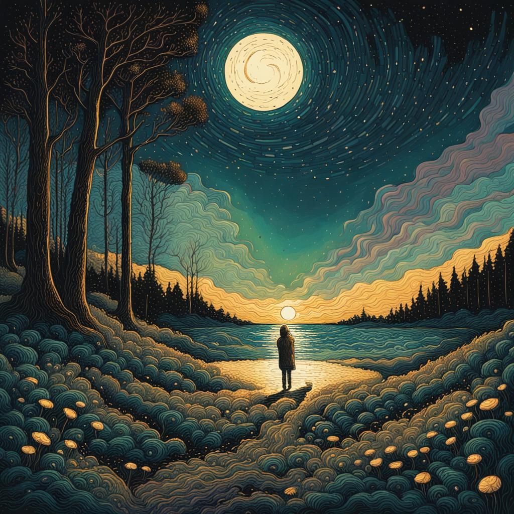 Abstract Expressionist Image with Swirling Colors