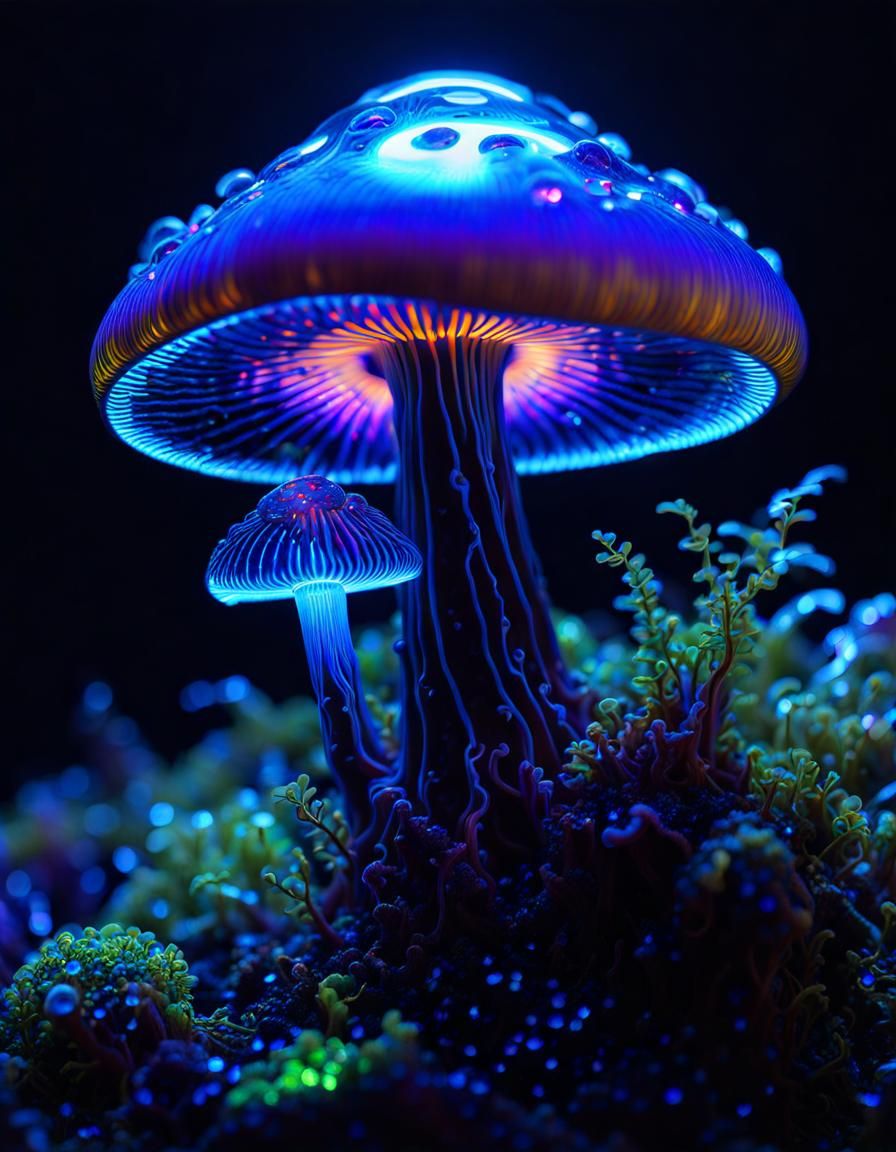 Bioluminescent Mushroom Portrait in Sci-Fi Style
