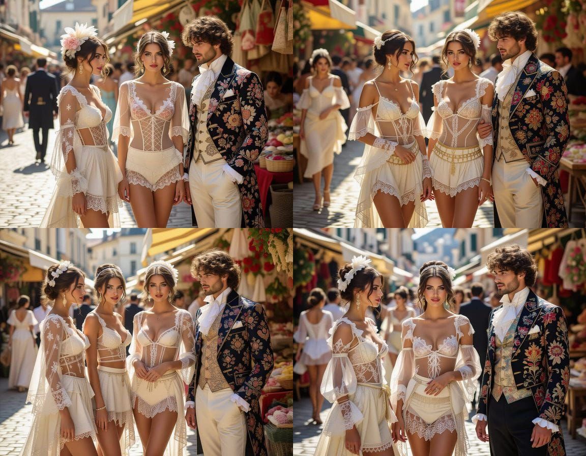 Seduction in a Mediterranean Market: An Art Nouveau Scene