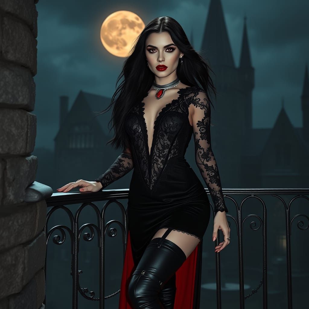 Vampire Woman Emerges Under Blood Moon