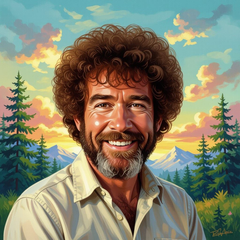 Bob Ross Robs Happy Little Trees Savings & Loan Hyperrealist...