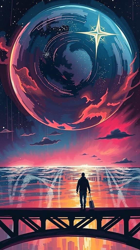 Starry Night Sky in Impressionist Style