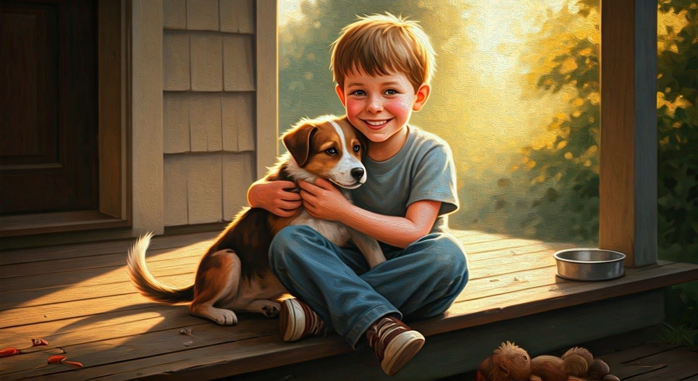 A Young Boy's Heartwarming Bond with His Faithful Dog
