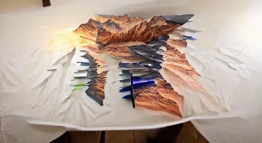 Knife Mountain Range in Holographic Watercolor
