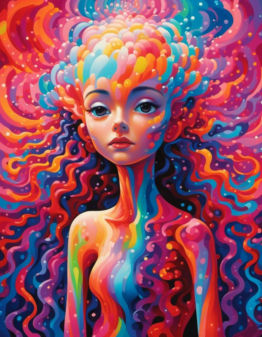 Surreal Female Portrait with Aurora Background