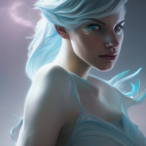 Storm Fairy Portrait in Hyperdetailed Style
