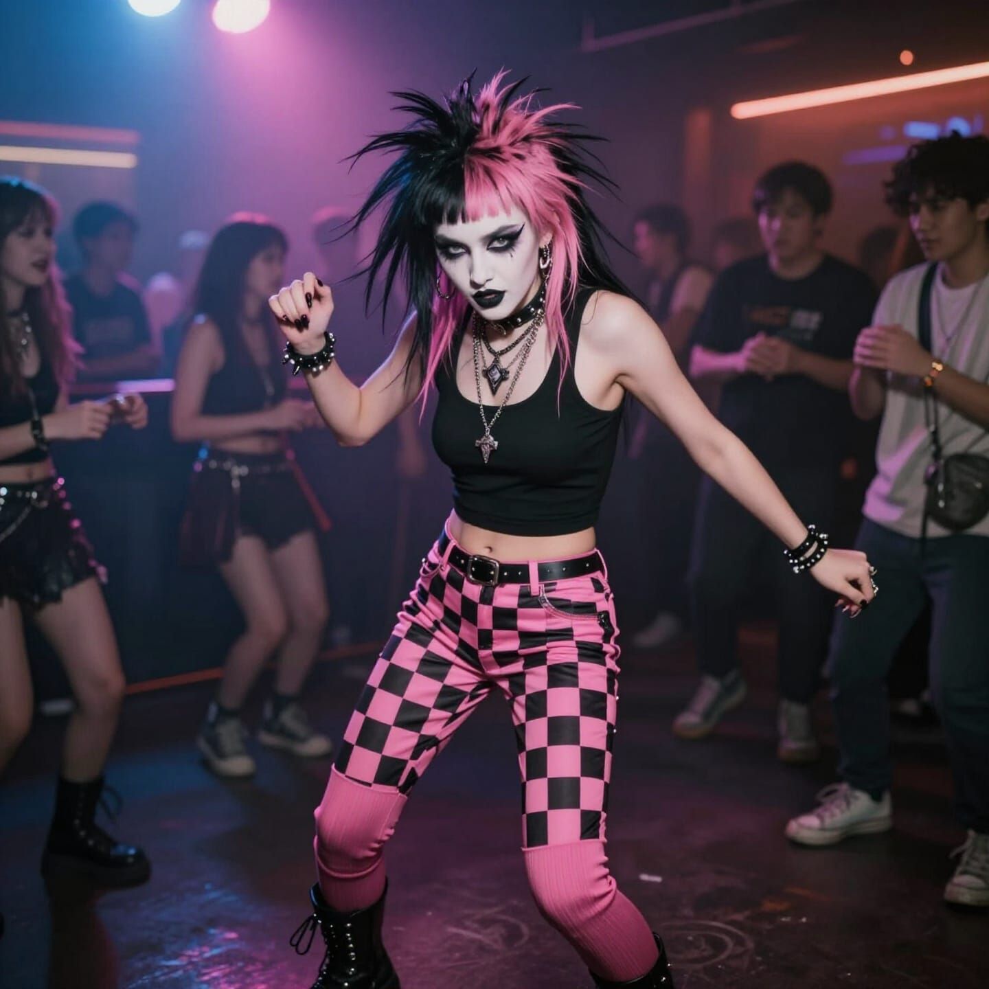 Punk Girl Dancing in Club Cinematic Film Still
