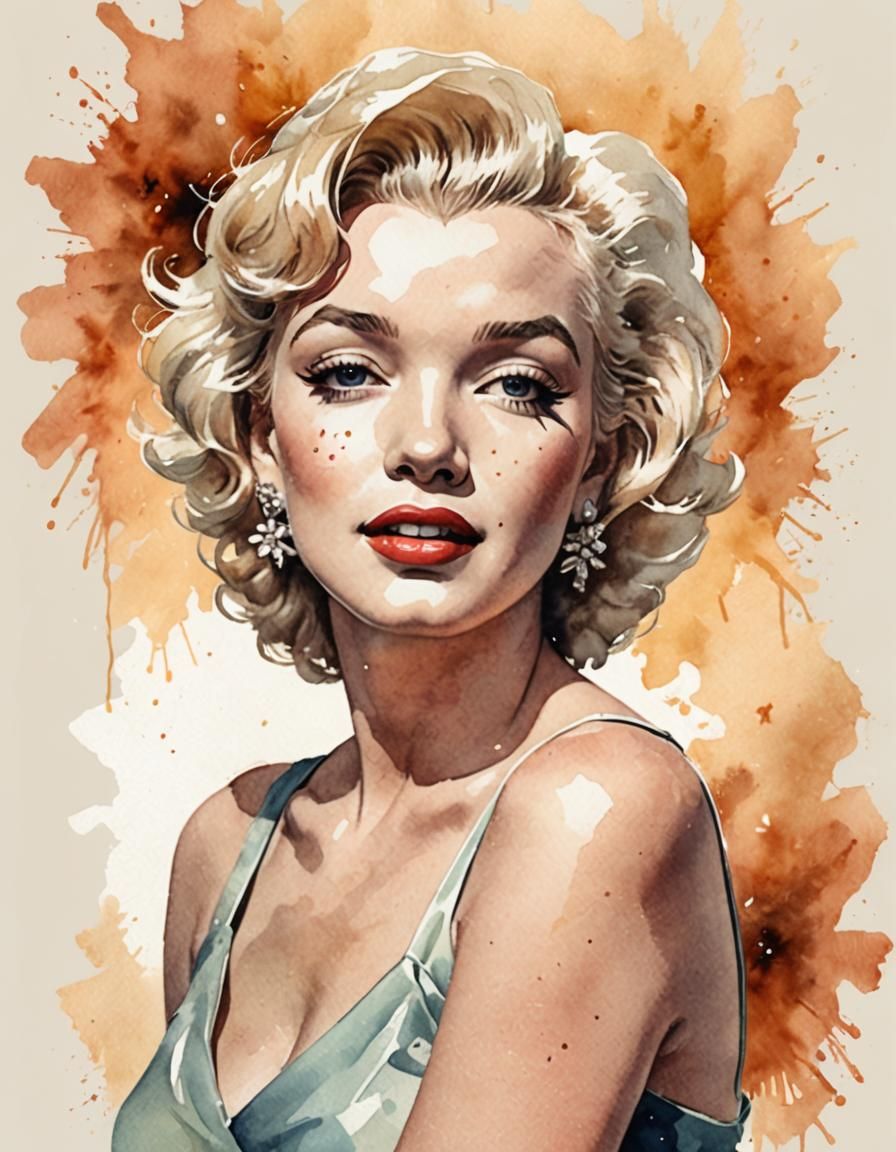 Marilyn Monroe Watercolor Illustration in Pastel Colors
