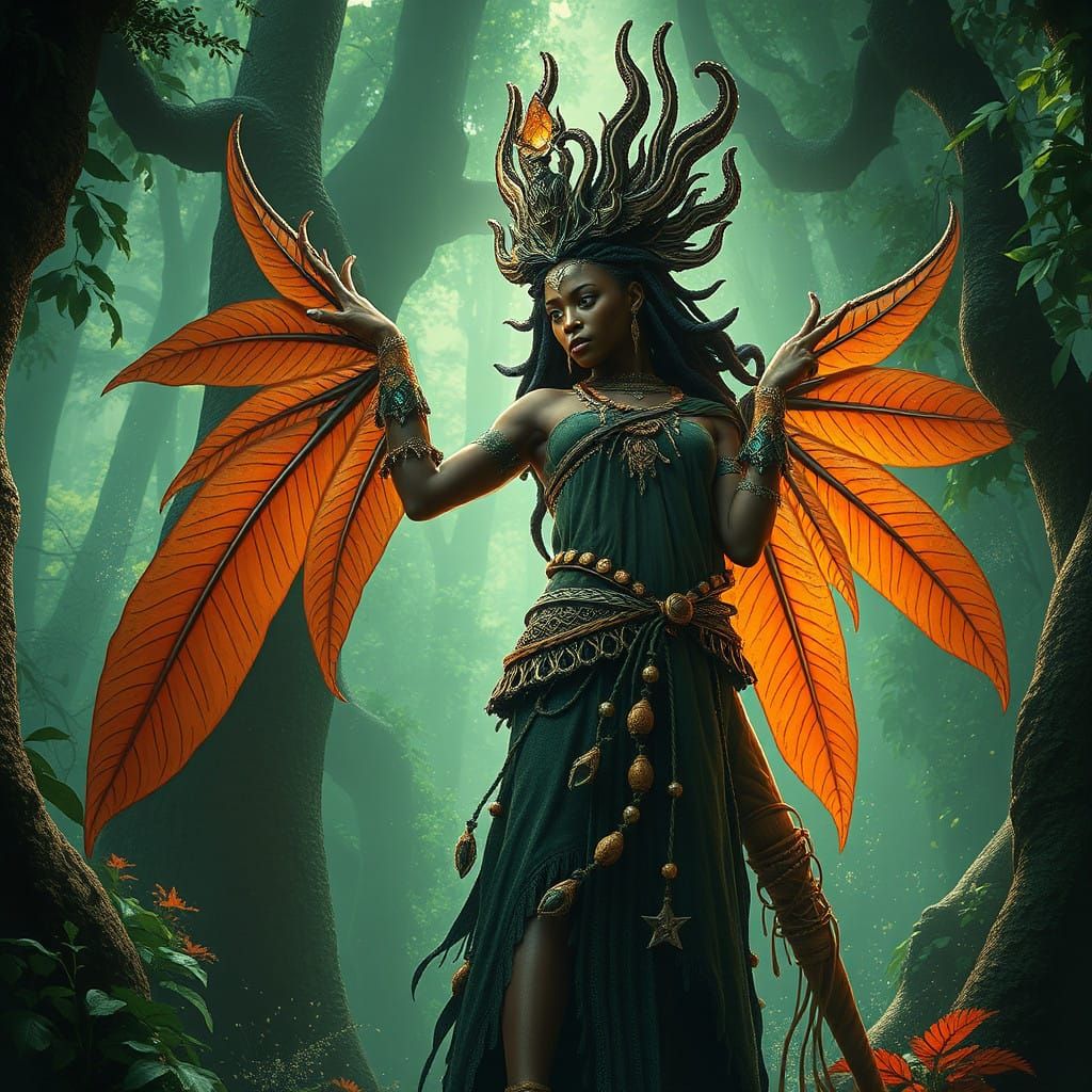 African Goddess in Enchanted Forest