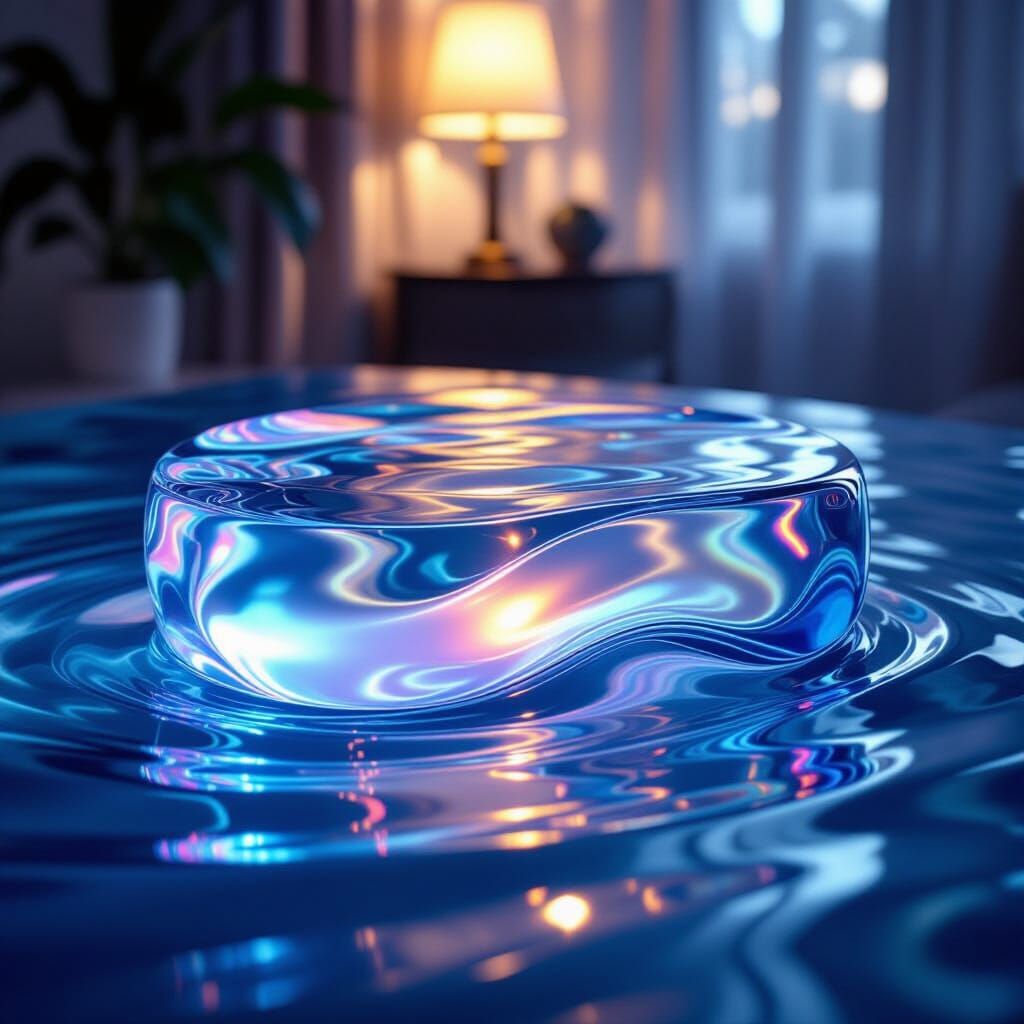 Ethereal Liquid Desk Illuminated By Cinematic Lighting