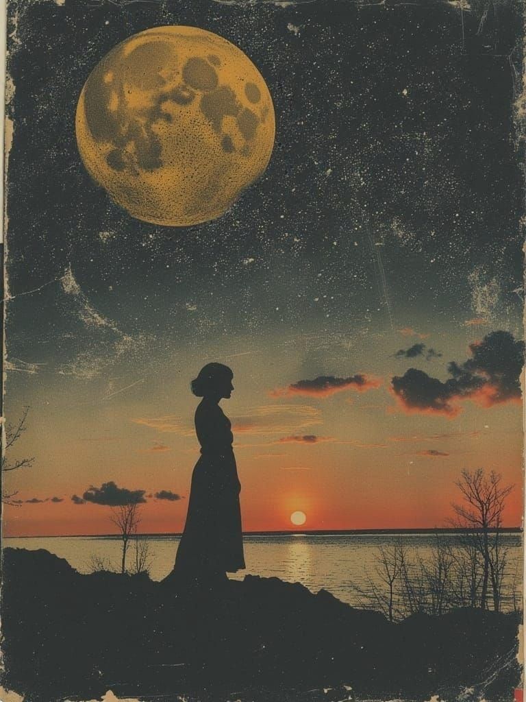 Golden Sunset Portrait of a Radiant Woman in an Iridescent C...