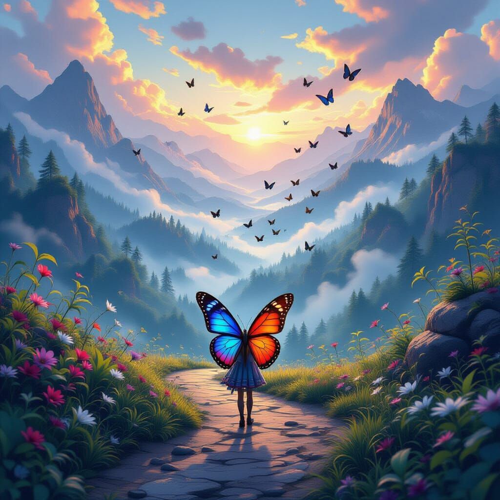 Lone Butterfly's Journey: Fantasy Concept Art