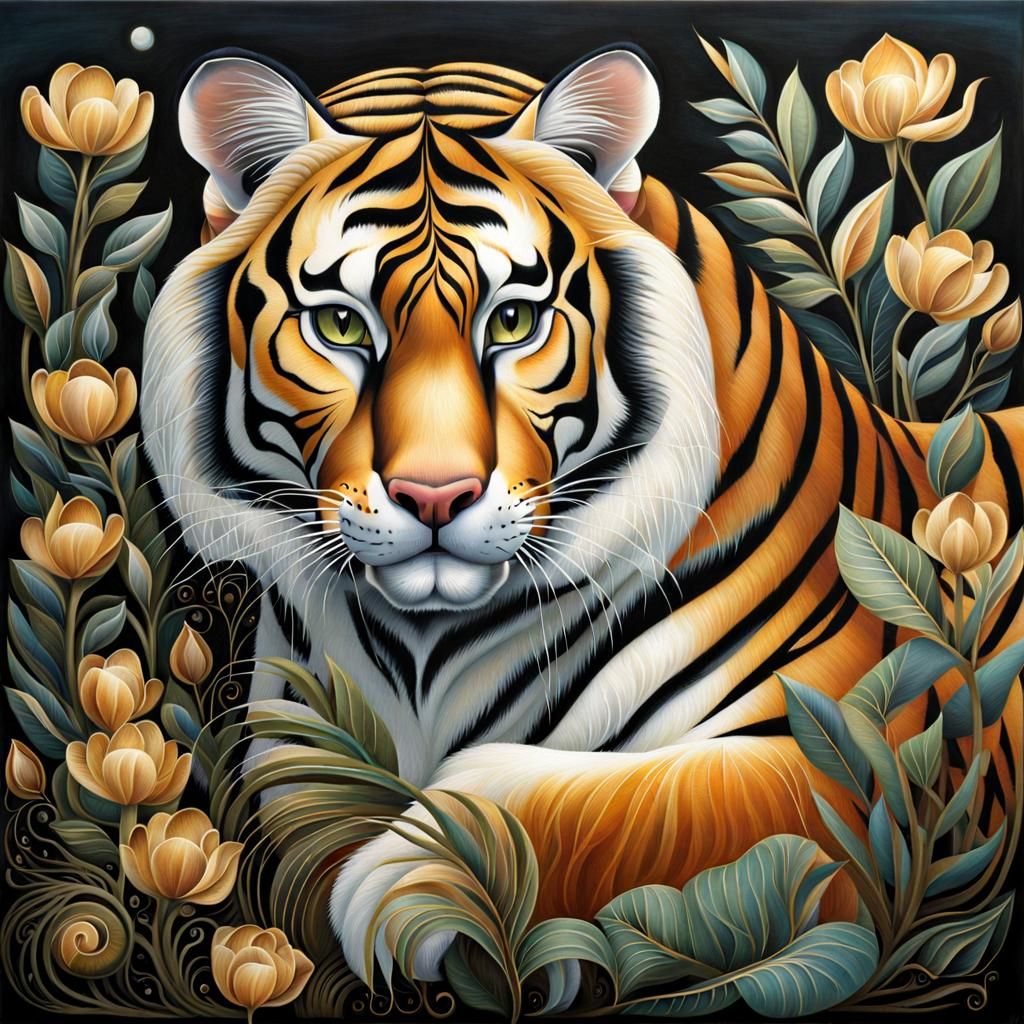 Majestic Bengal Tiger Portrait at Magic Hour