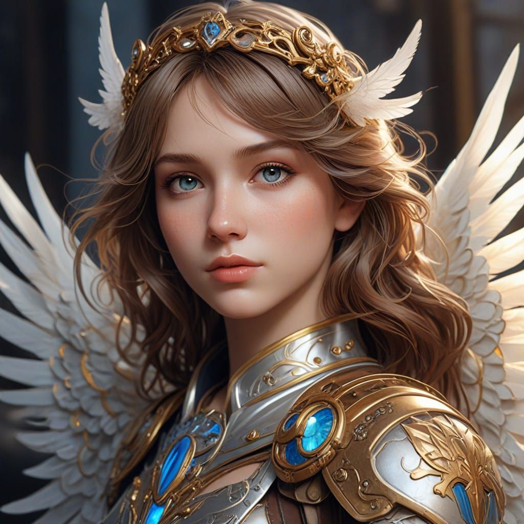 Ethereal Angel Portrait in Watercolor Style